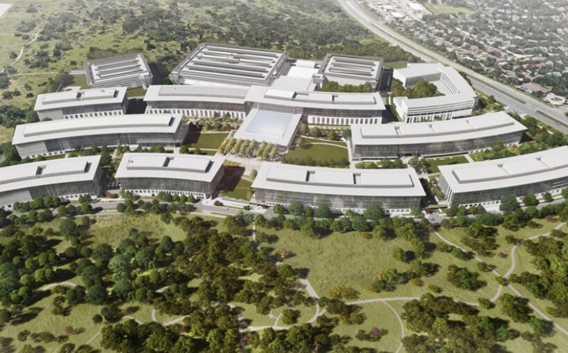 "Ongoing Work at Apple's Expansive Austin Campus"