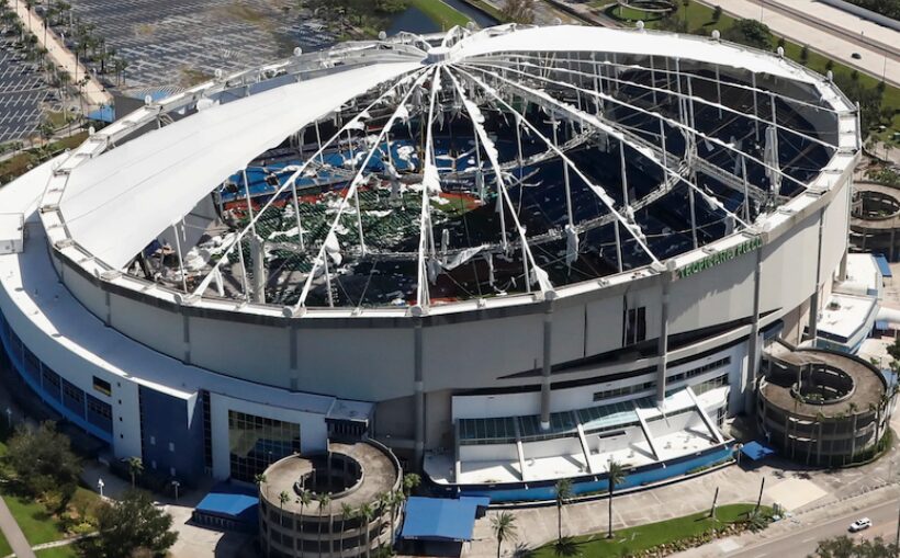 "Roof Repair in Progress at Tropicana Field"