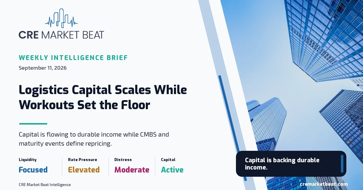 Logistics Capital Scales While CRE Workouts Set the Floor
